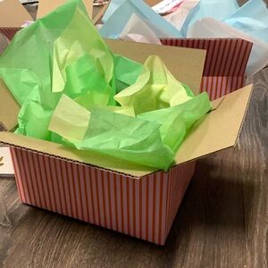 Striped Orange Gift Box with Tissue Paper